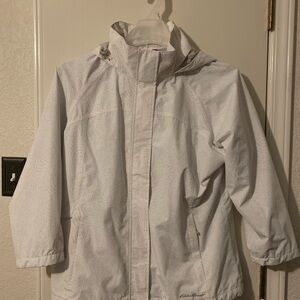 Eddie Bauer Women’s white and Light Gray Raincoat